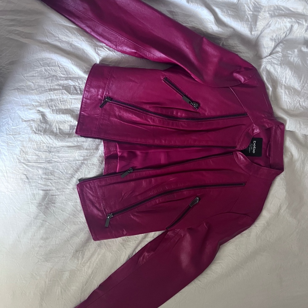 Bebe real leather crop jacket